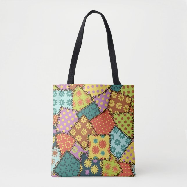 Eclectic Patchwork: Diverse Muster Mix Tasche (Vorderseite)