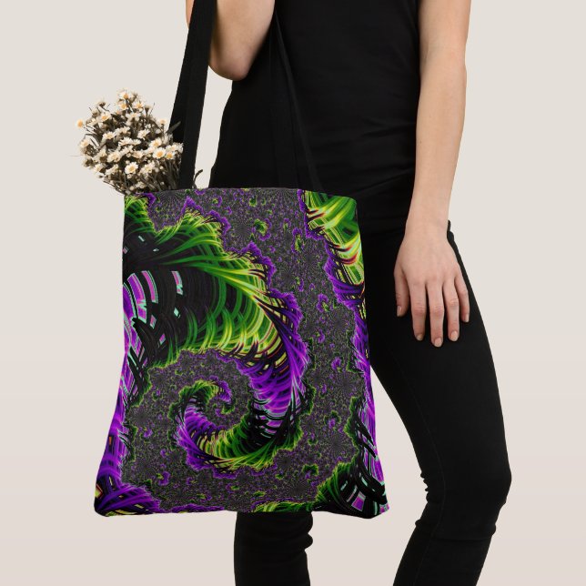 Eclectic Psychedelic Spiral Fraktal Abstrakt Art Tasche (Von Nahem)