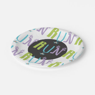 Eclectic RUN   Runner-thematisierte Papierplatte Pappteller