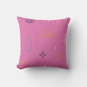 Eclectic Symbolisches Muster auf rosa Kissen