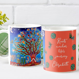 Eclectic Tree of Life Inspirational Blue Boho Tass Kaffeetasse