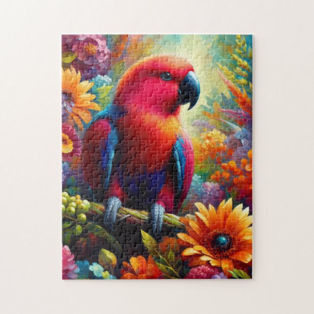 Eclectus Parrot mit bunten Blume (Vertikal)