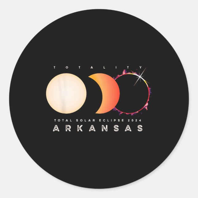 Eclipse 2024 Arkansas Total Eclipse Astronomie Gra Runder Aufkleber (Vorderseite)