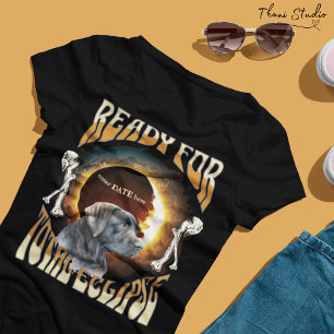 Eclipse 2024 bearbeitbares Datum Niedlicher Hund V T-Shirt