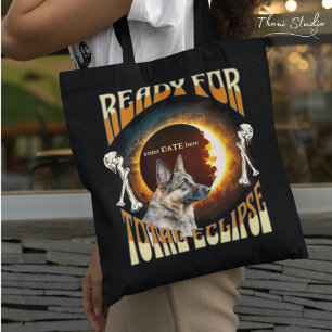 Eclipse 2024 bearbeitbares Datum Niedlicher Hund V Tasche