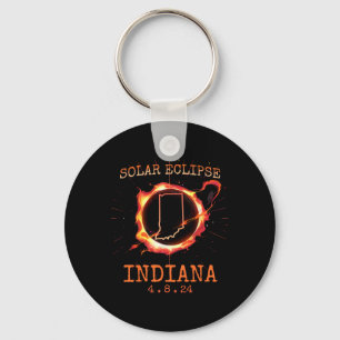 Eclipse 2024 Indiana Staat Totality Usa Path Souve Schlüsselanhänger