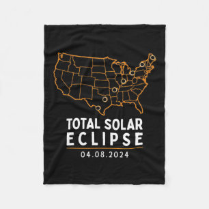 Eclipse 2024 Party America Totality Total US Karte Fleecedecke