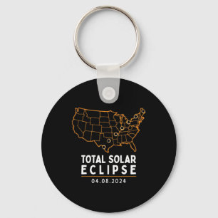 Eclipse 2024 Party America Totality Total US Karte Schlüsselanhänger