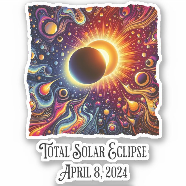 Eclipse 2024 Retro Groovy 60's 70's vibe Aufkleber (Vorderseite)