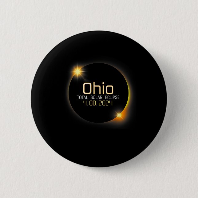 Eclipse 2024 Shirt Staat Ohio Total Solar Eclipse Button (Vorderseite)