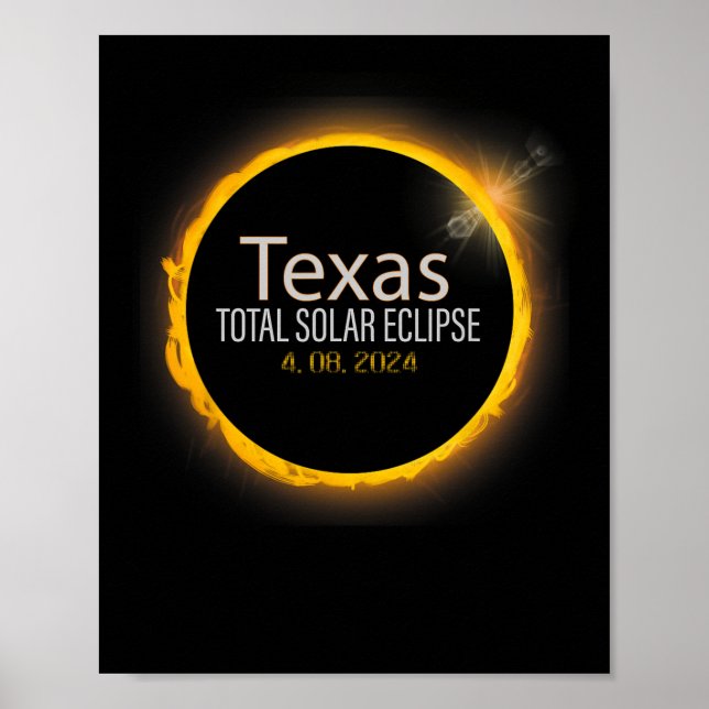 Eclipse 2024 Shirt Total Solar Eclipse Staat Texas Poster (Vorne)