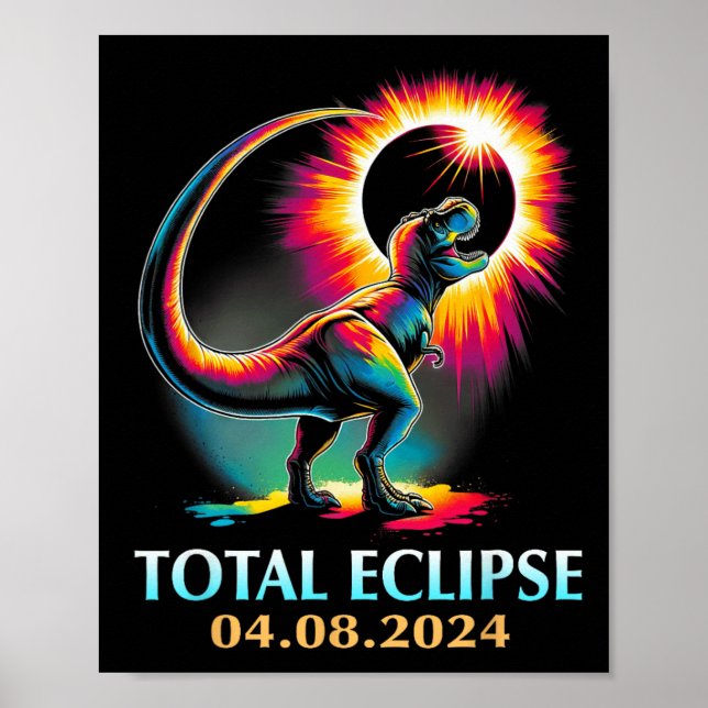Eclipse 2024 Total Solar Eclipse T Rex Dinosaur Poster (Vorne)