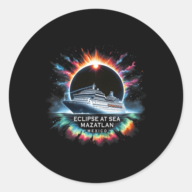 Eclipse auf See Mazatlan Mexiko Gesamtsolarmee Runder Aufkleber (Vorderseite)