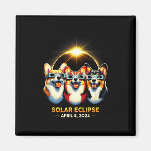 Eclipse Corgi Wearing Gles 8. April 2024 Totalität Magnet