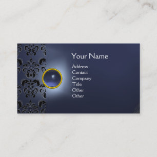 ECLIPSE DAMAST-EDELSTEIN  MONOGRAMM blau Visitenkarte