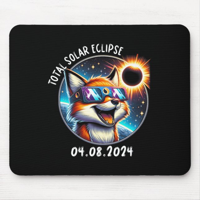 Eclipse Fox Wearing Gles Pet 8. April 2024 Mousepad (Vorne)
