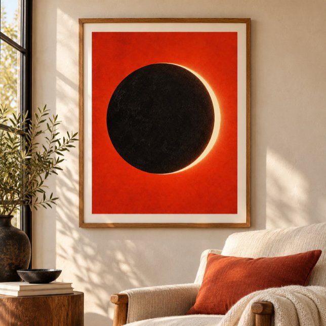 Eclipse in Vermilion Kunstprint Poster (Styled display of Eclipse in Vermilion Art Print. Frame, mat and furnishings shown for illustration; select framing options separately.)
