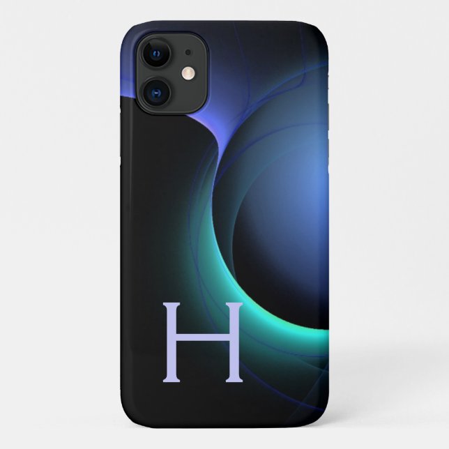 ECLIPSE MONOGRAM Lebendes schwarzes Blau Case-Mate iPhone Hülle (Rückseite)