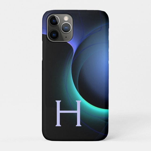 ECLIPSE MONOGRAM Lebendes schwarzes Blau Case-Mate iPhone Hülle (Rückseite)