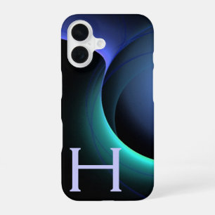 ECLIPSE MONOGRAM Lebendes schwarzes Blau iPhone 16 Hülle