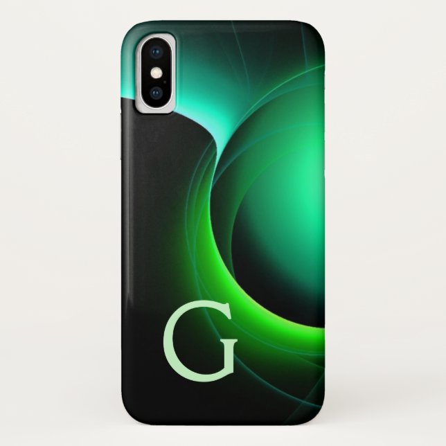 ECLIPSE MONOGRAM Lebendes schwarzes Grün Case-Mate iPhone Hülle (Rückseite)