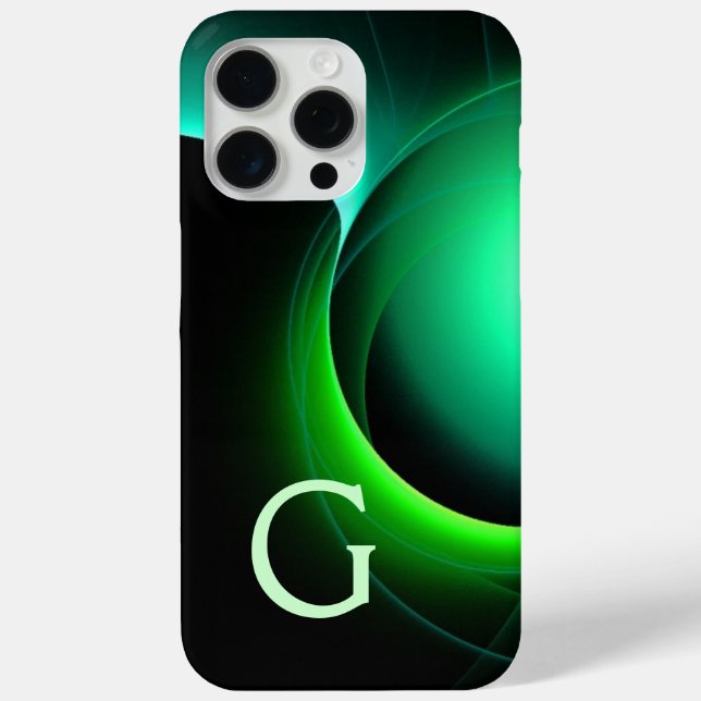ECLIPSE MONOGRAM Lebendes schwarzes Grün iPhone 15 Pro Max Hülle (Rückseite)