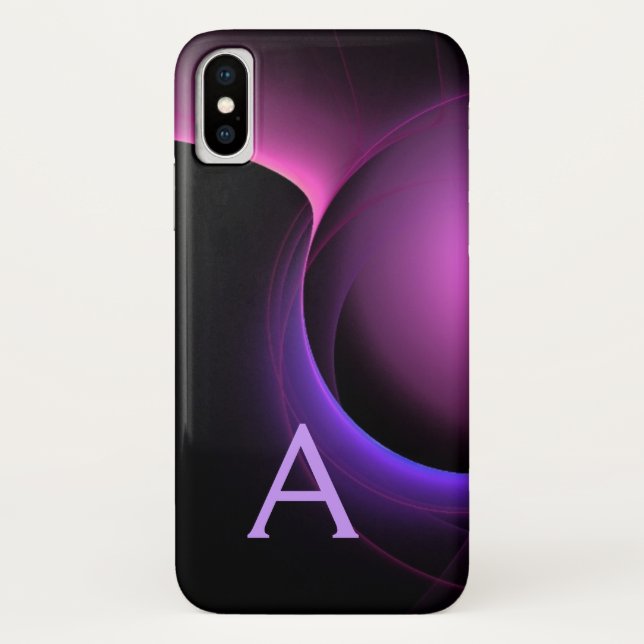 ECLIPSE MONOGRAM Lebhafter schwarzer lila Case-Mate iPhone Hülle (Rückseite)