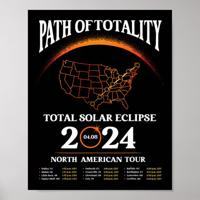 Eclipse Path of Totality Solar Eclipse 8. April 20 Poster (Vorne)
