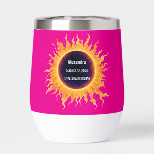 Éclipse solaire totale aquarelle rose gras Nom 202