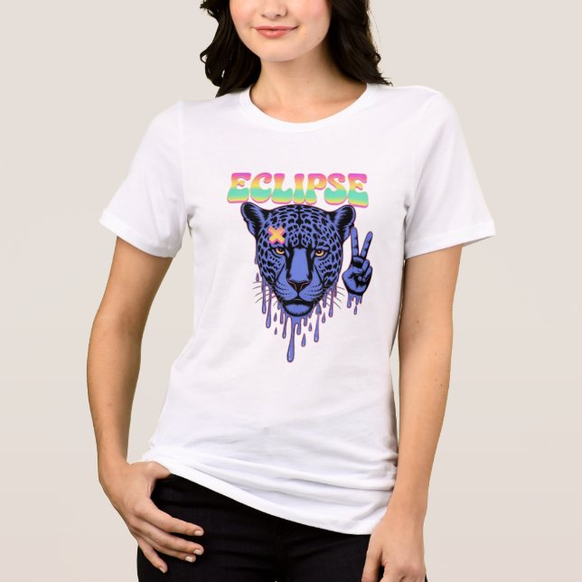 Eclipse" Trippy Melt Leopard T-Shirt | Vaporwave B Tri-Blend Shirt (Vorderseite)