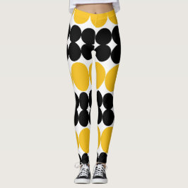 Eclipsing Circles, Yellow and Black Pattern Design Leggings