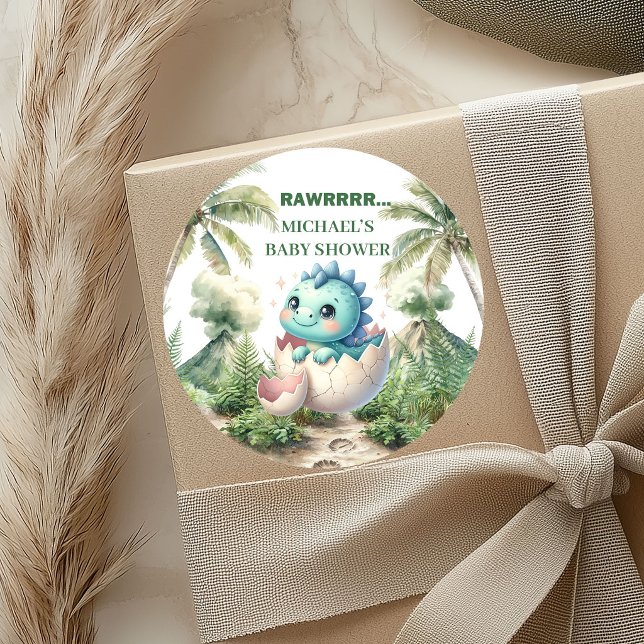 Éclosion imminente Autocollants de douche Thème bé (Hatching Soon Shower Stickers Baby Dino Theme)
