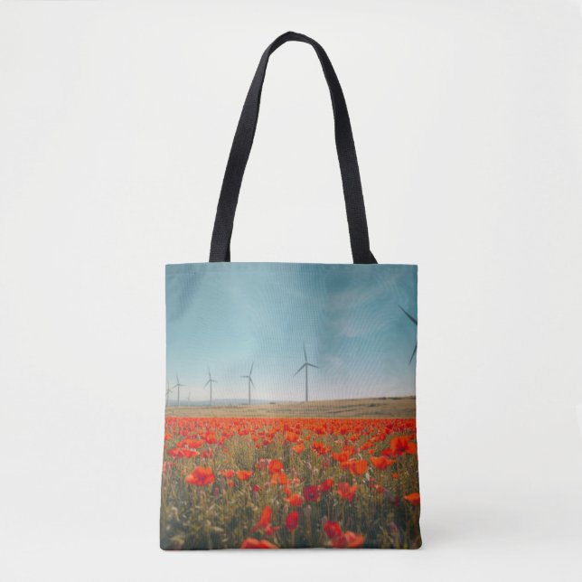Eco Texas Tote Bag - Poppies & Wind Turbines  Tasche (Vorderseite)