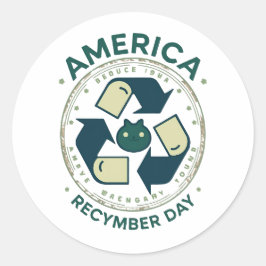 Eco Warrior Recycle Day Shirt Runder Aufkleber