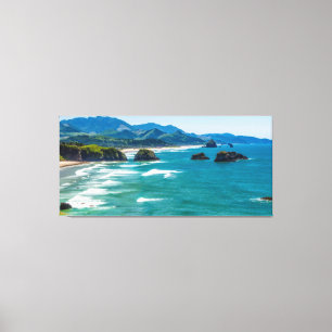 Ecola State Park, Oregon. Panorama von Crescent Leinwanddruck