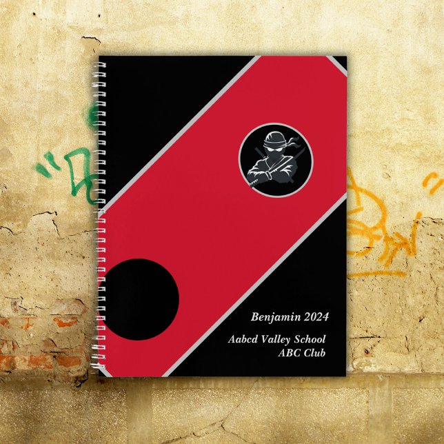 École personnalisée Ninja Black Red Cover Carnet (Créateur téléchargé)
