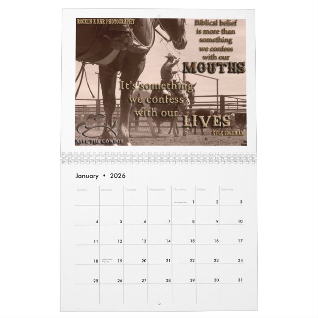 Économies 2013 le calendrier de cowboy (Jan 2026)