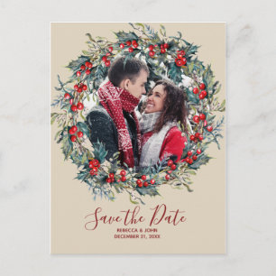 économies de houx de Noël d'hiver la carte postale