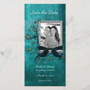 Économies florales turquoises élégantes les cartes