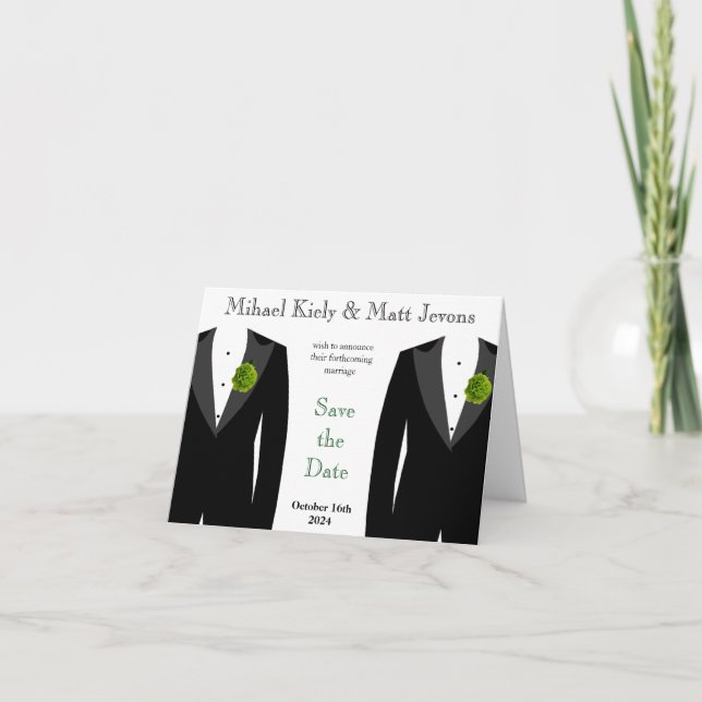 Économies gaies de mariage d'oeillet vert le carte (Devant)