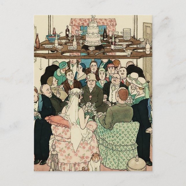 "Economy of Space" von W Heath Robinson Postkarte (Vorderseite)