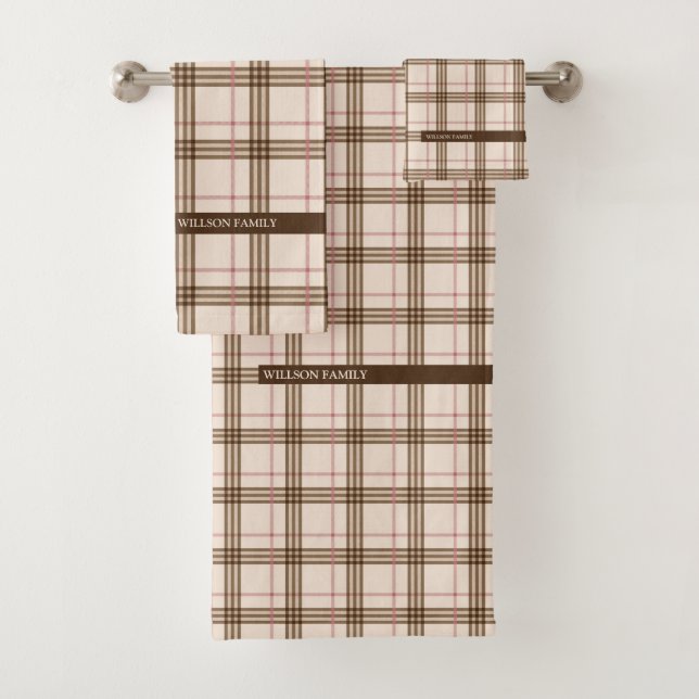 écossais moderne plaid écossais beige brun rouge (En situation)