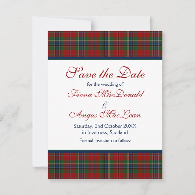 Ecosse MacLean Tartan Wedding Enregistrer la carte (Devant)