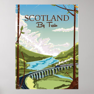 Écosse Par locomotive de train Affiche de voyage