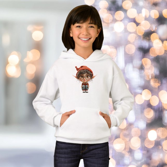 Écouter Fille Noël Elf Sweat - shirt à capuche de  (Créateur téléchargé)