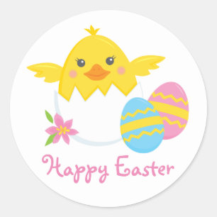 Écouter Pâques Chick Happy Sticker ronde Pâques