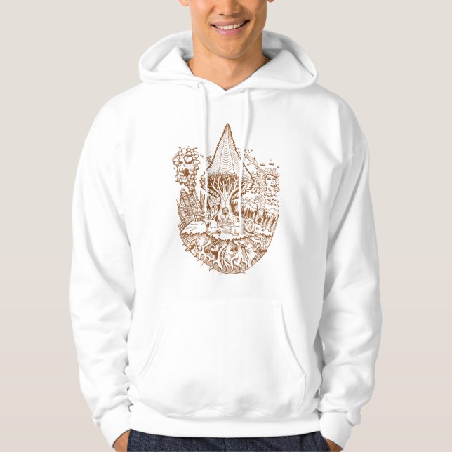 Écoutez le sweat - shirt à capuche Brown d'encre (Devant)