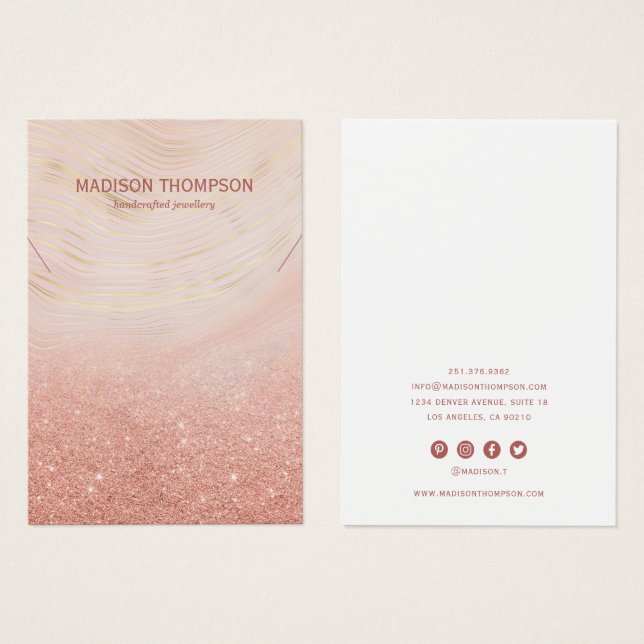 Écran de bijoux en marbre rose et or (Devant & derrière)