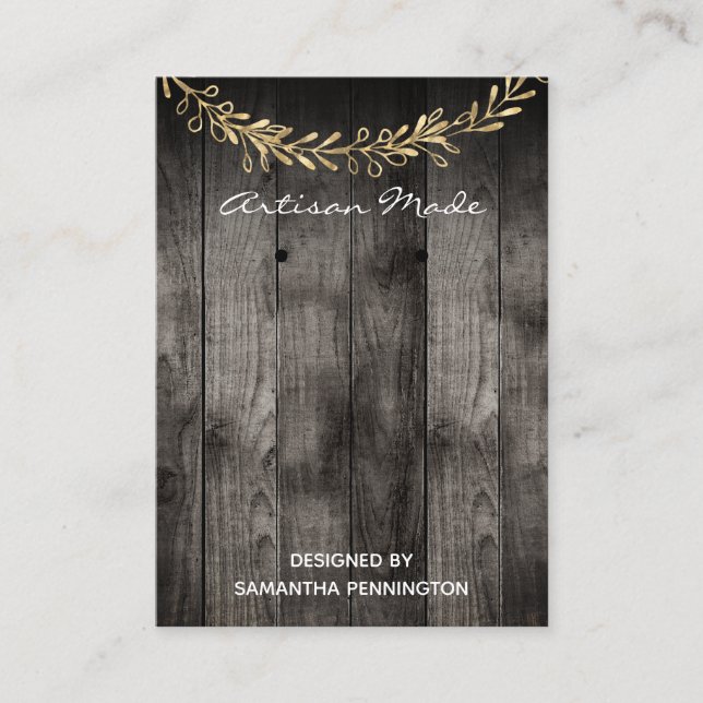 Écran d'oreille Cartes de produit en bois rustique (Devant)