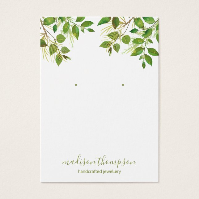 Écran d'oreille pour bijoux en feuillage vert (Devant)